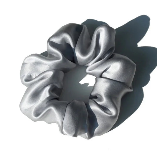 The ClioLuxe CloudSilk Scrunchie - Silver